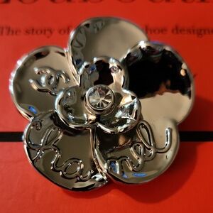 Upcycled Metallic Silver Floral Brooch